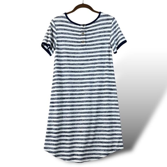 Market & Spruce T-Shit Dress Womens Sz XS Blue/White Striped SS Crew Neck Mini - Picture 6 of 10